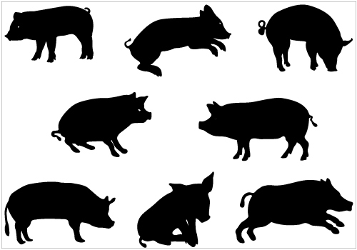 Pig Silhouette Vector Graphics PackSilhouette Clip Art