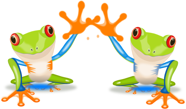 Two Frogs Waving clip art - vector clip art online, royalty free ...