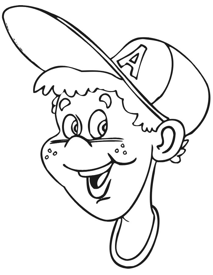 Printable Baseball Player Coloring Page | Boy Wearing Cap
