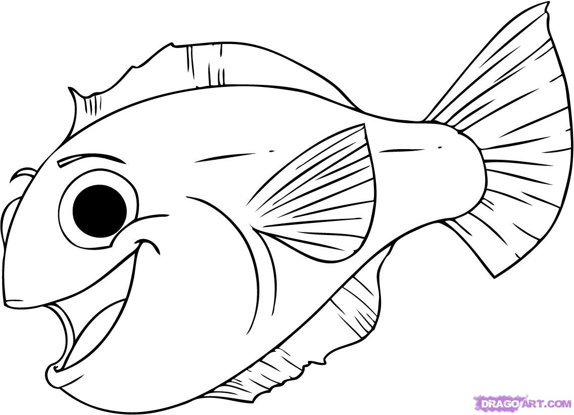 How to Draw a Cartoon Fish, Step by Step, Cartoon Animals, Animals ...