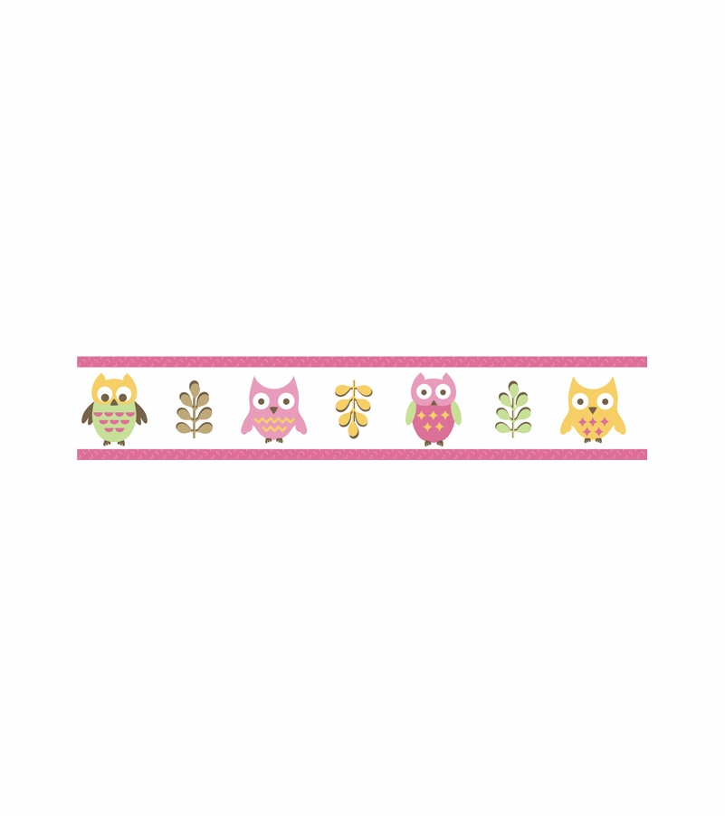 Sweet JoJo Designs Owl Pink Wallpaper Border