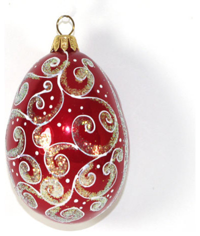 Egg "Holiday" Hand Blown Glass Christmas Tree Ornament ...