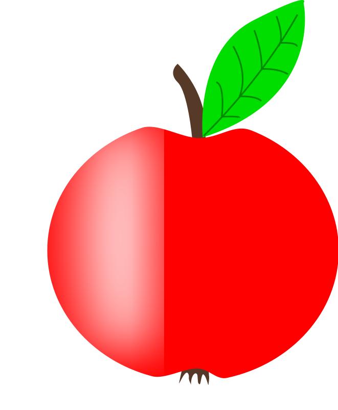 Apple Red with a Green Leaf Free Vector / 4Vector