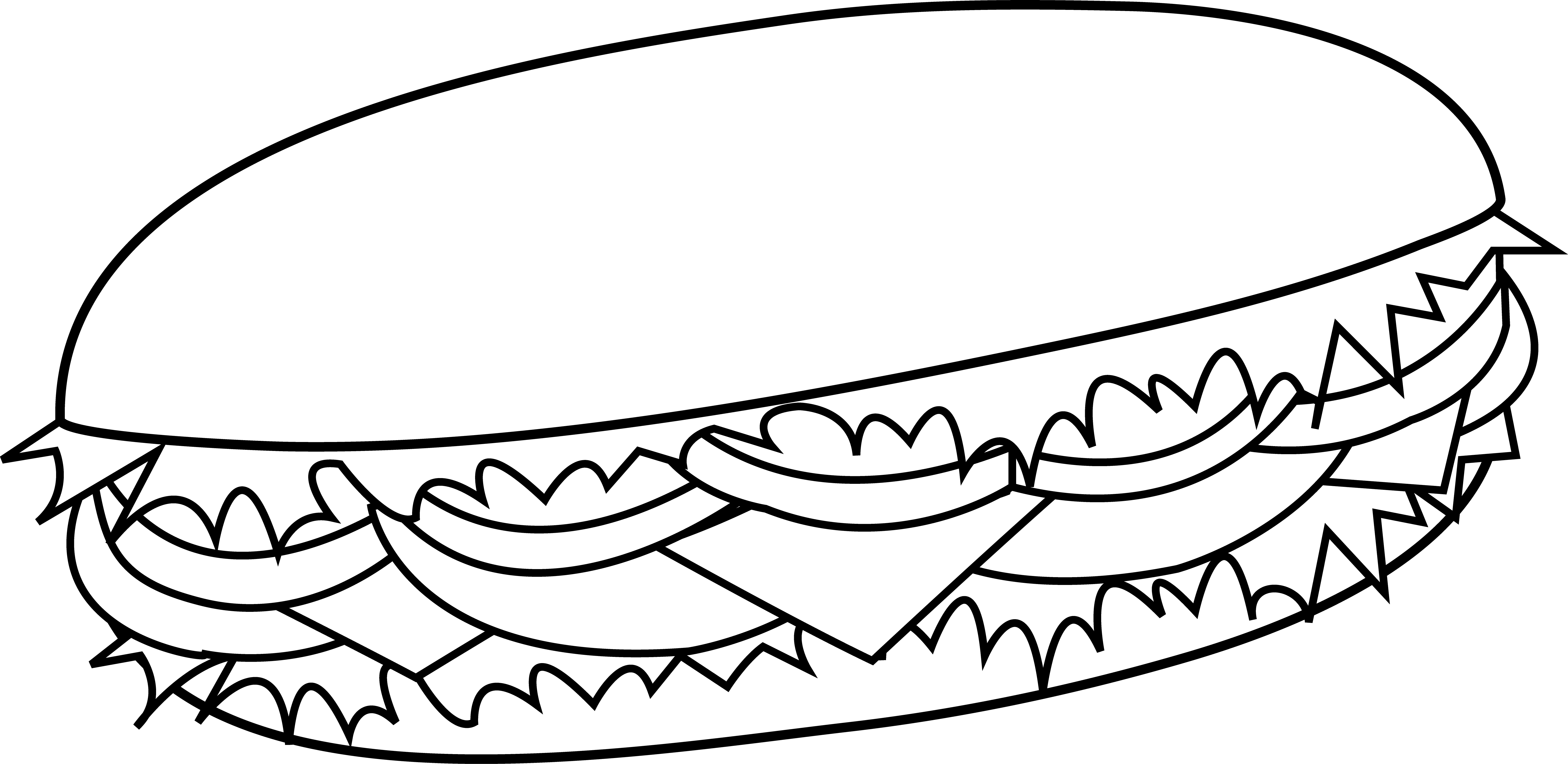 Sub Sandwich Colorable Line Art - Free Clip Art