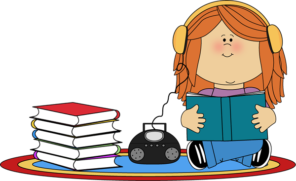 Girl Listening to Book on CD Player Clip Art - Girl Listening to ...