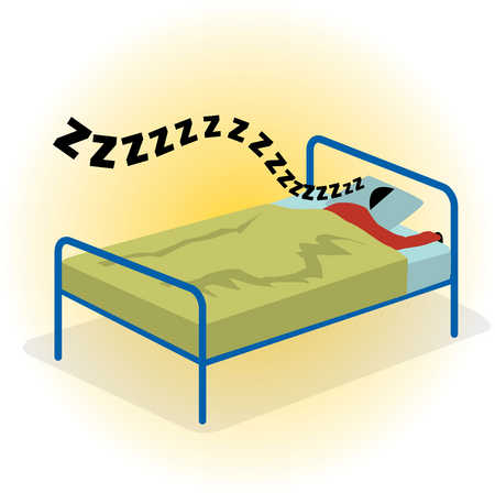 Stock Illustration - Person sleeping in bed