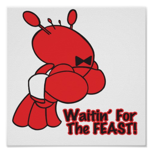 waiting for the feast funny lobster waiter poster | Zazzle