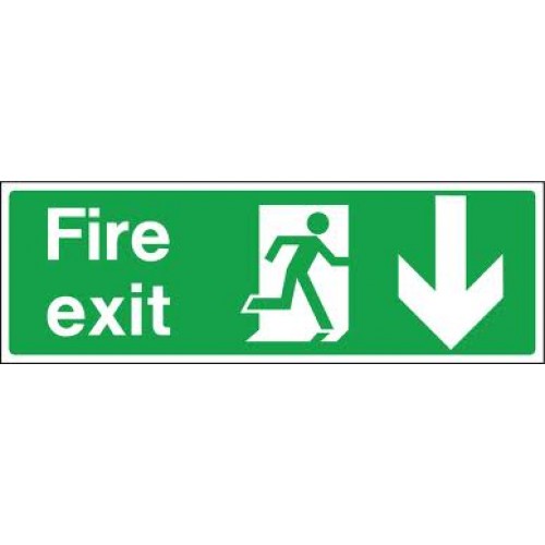 Fire Exit Sign with Down Directional Arrow - Emergency Exit Signs ...