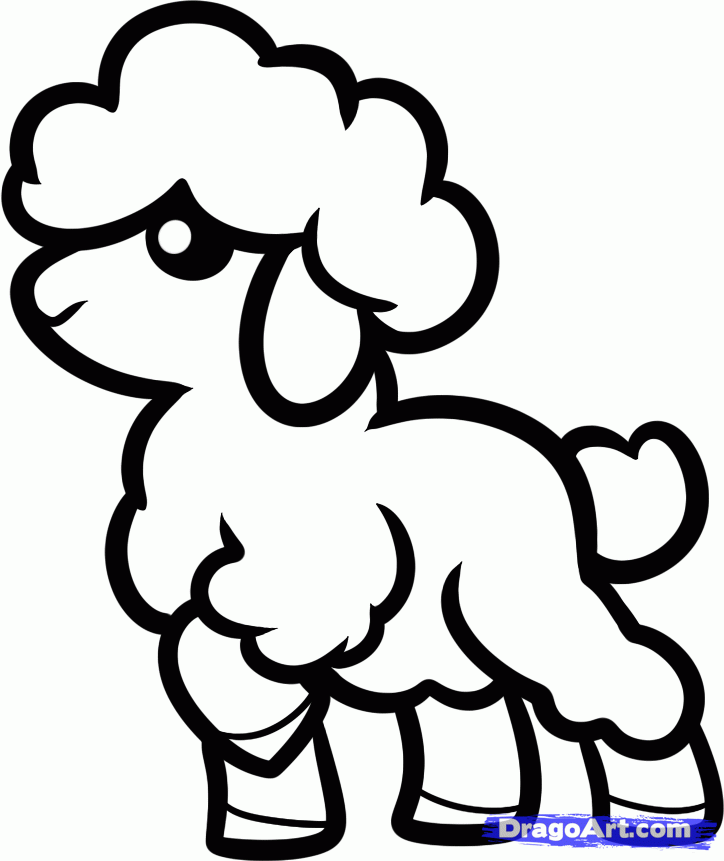 How to Draw a Lamb for Kids, Step by Step, Animals For Kids, For ...