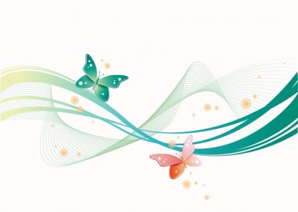 Abstract Wave with Butterfly Background Vector abstract - Free ...