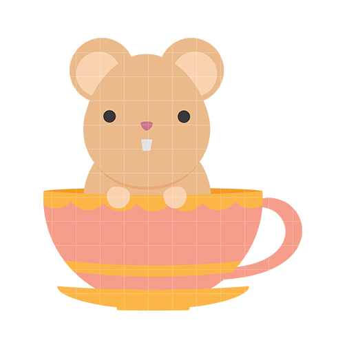 Teacup Hamster Clip Art - Quarter Clipart