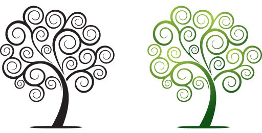 Swirly Tree Vector Graphic — swirls, styled, nature