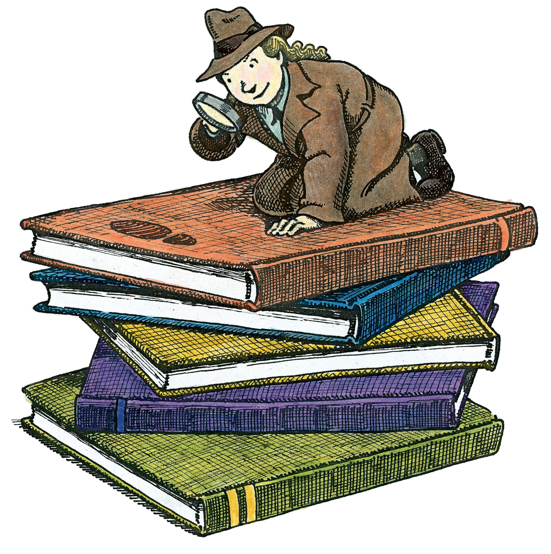 Detective with books — Keck Memorial Library