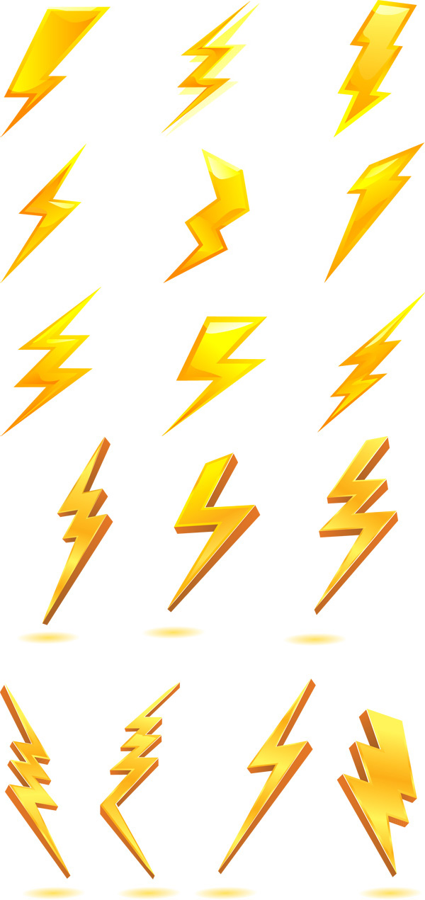 Golden lightning bolt icon | Vector icon