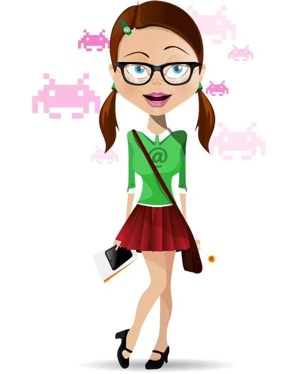 Geek Girl Vector Character - Vector Characters