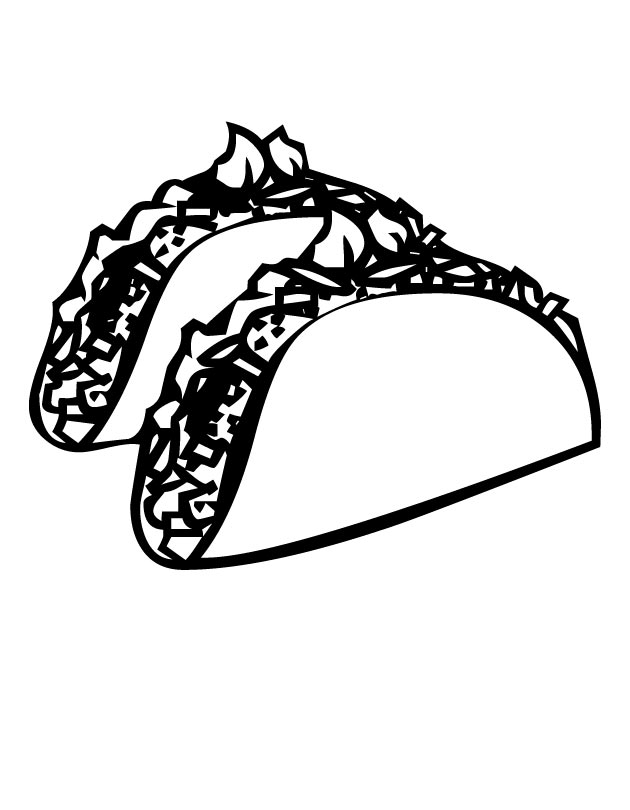 Printable Tacos coloring page from FreshColoring.