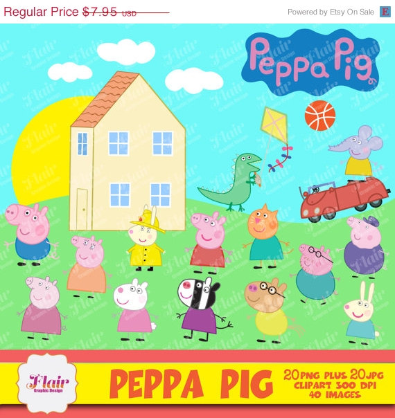 50% OFF PEPPA PIG Digital Clipart Children by FlairGraphicDesign