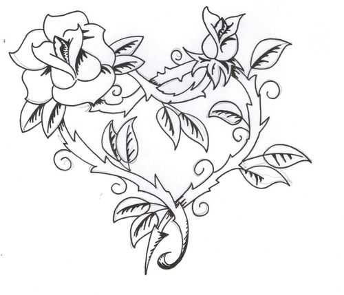 Rose And Heart Drawing Tattoo - Gallery