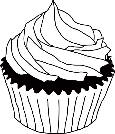 Cupcake clip art black and white images for Happy birthday ...