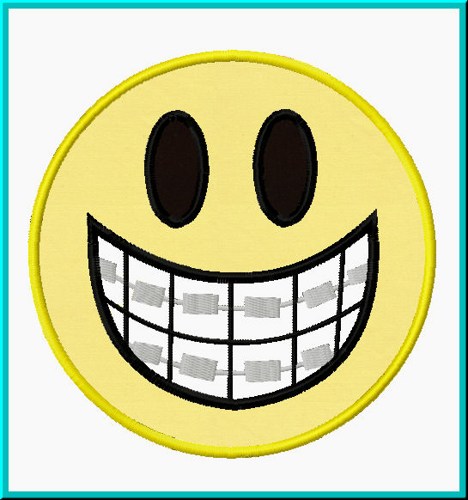 Smiley Face With Braces and Bow Embroidery Machine Applique Design ...