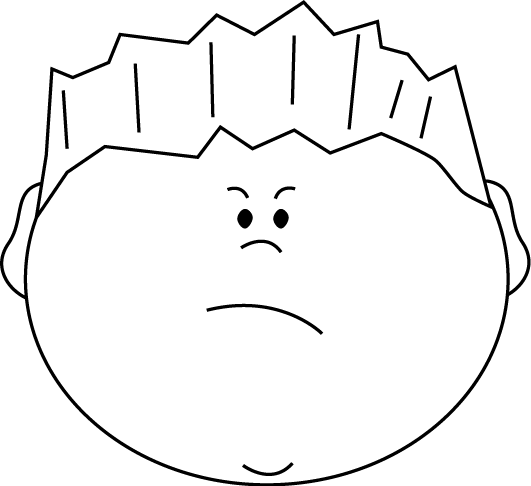 Black and White Angry Face Boy Clip Art - Black and White Angry ...