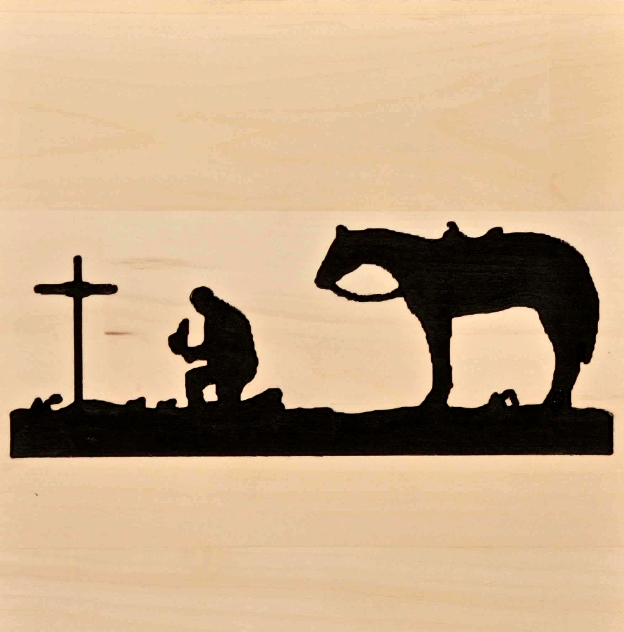 Praying Cowboy Silhouettes Accent Our Rustic Furniture Designs ...