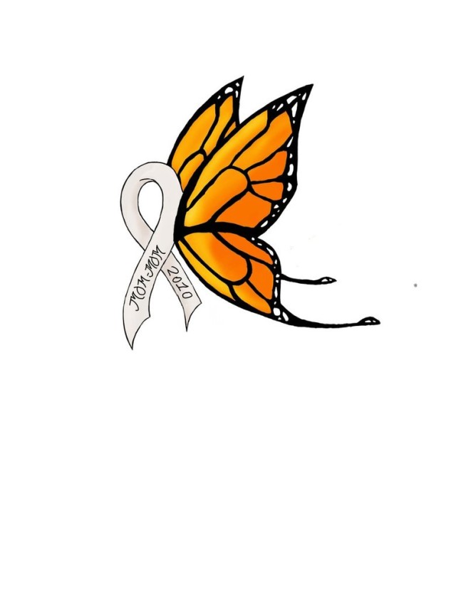 Lung Cancer Ribbon Butterfly Tattoos -