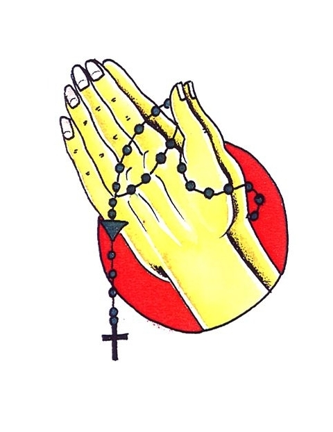 Praying Hands And Rosary Tattoo | Tony's Tattoo Gallery