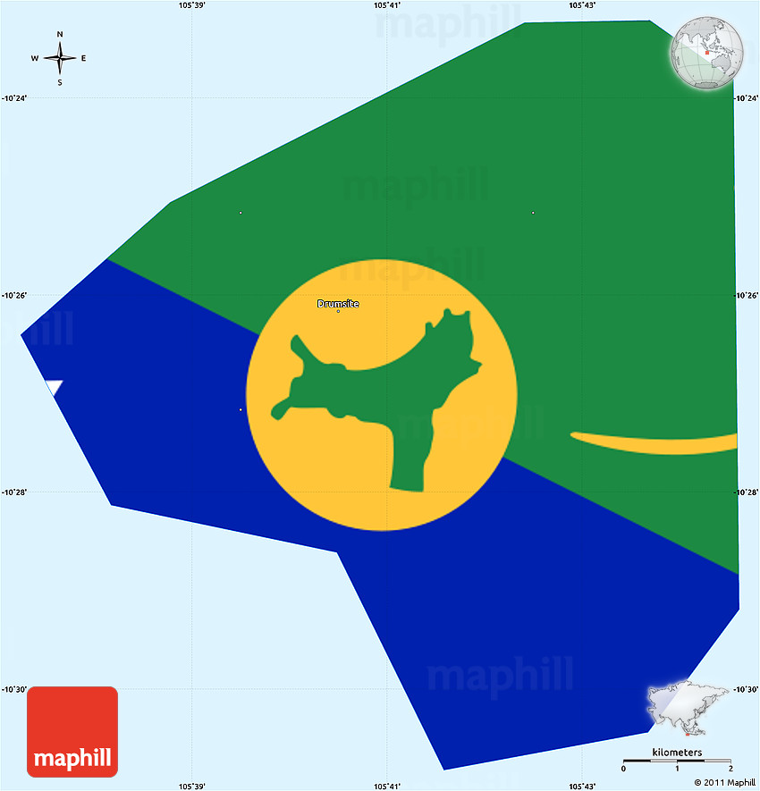 Flag Simple Map of Christmas Island, single color outside, flag ...