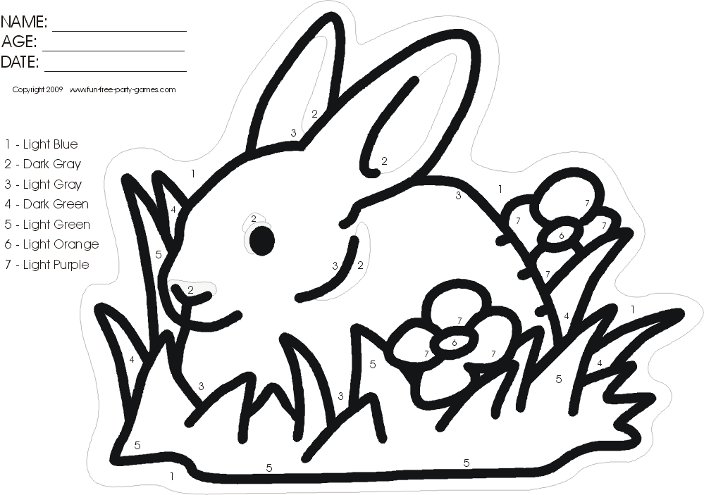 Color-By-Numbers Activity: Cartoon Rabbit in Grass by Fun Free ...