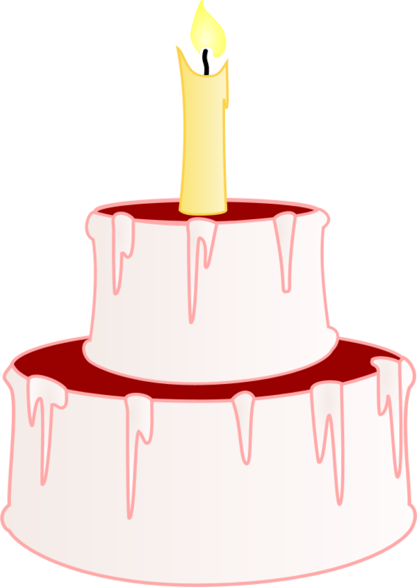 Birthday Cake Two Story With Candle - vector Clip Art