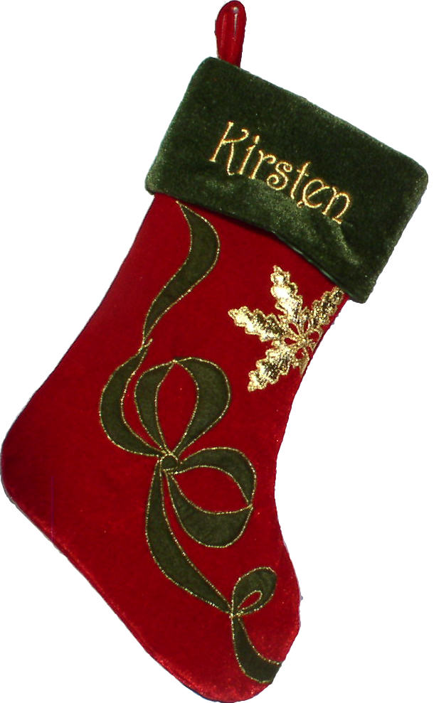 Velvet Red/Olive Cuff Ribbon Snowflake Christmas Stockings ...