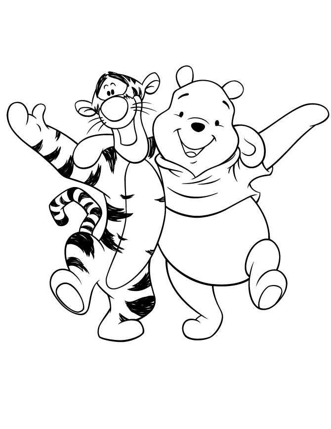 Best Friend Coloring Pages, Cartoon Tigger And Pooh Best Friends ...