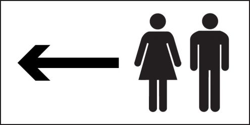 Unisex Toilets Left Sign 300x150mm Plastic : Safety Signs ...