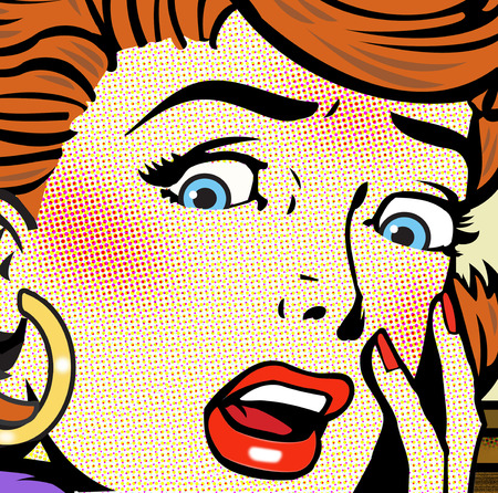 Stock Illustration - Close up of shocked woman