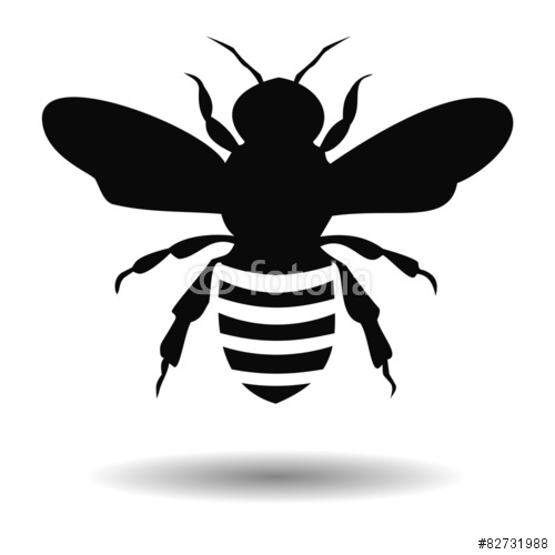 Black Bee Silhouette isolated on white background - illustration ...