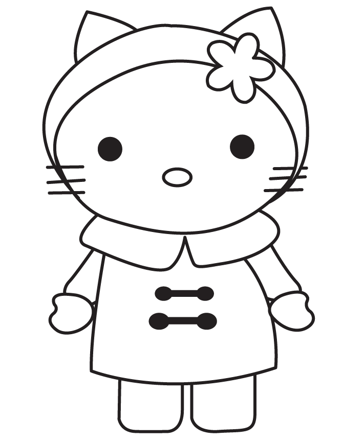 Winter Hello Kitty Wearing Coat Coloring Page | Free Printable ...