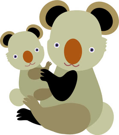 Stock Illustration - A mother and child pair of koala bears ...