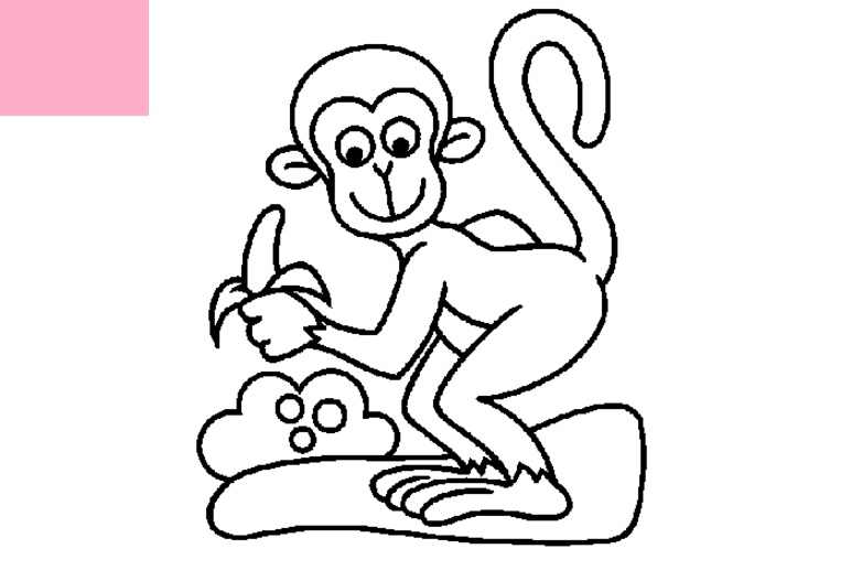 monkey eating a banana Colouring Pages