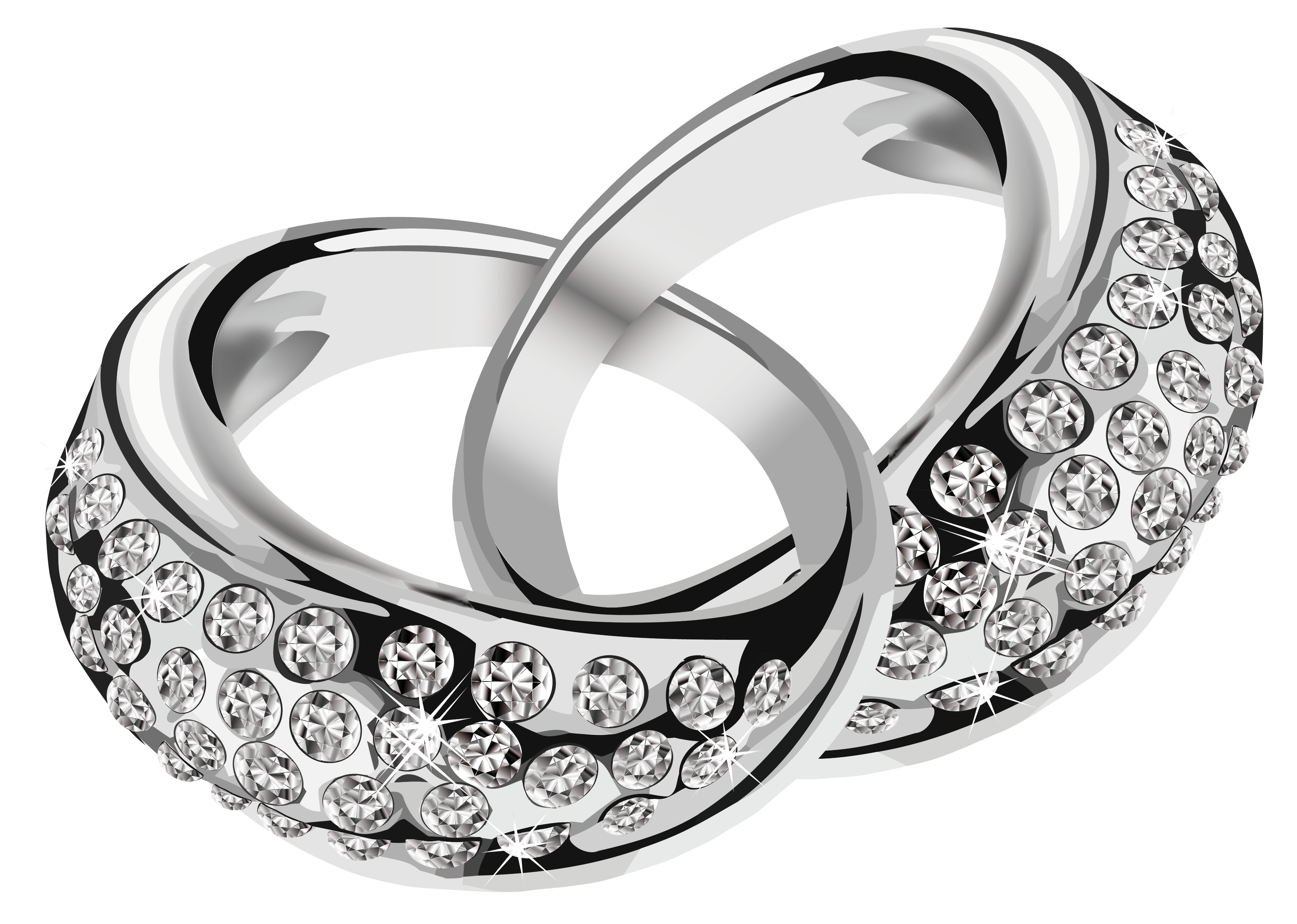 Silver Rings with Diamonds PNG Clipart Picture