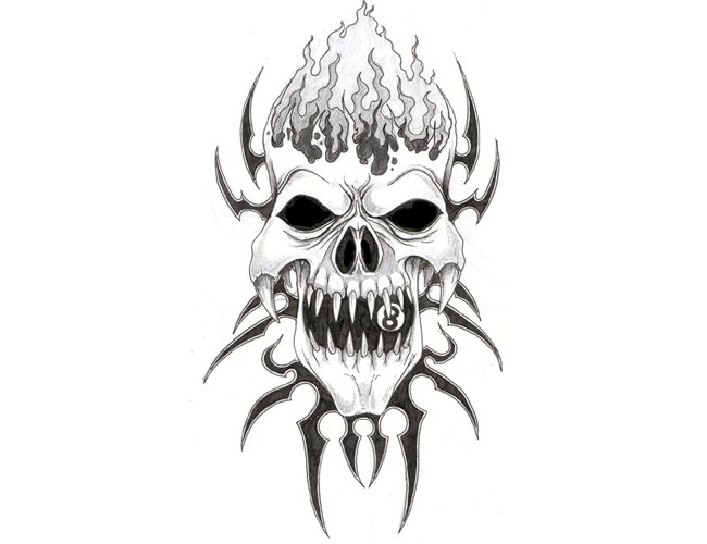 Tribal Evil Skull Tattoo - Fashion Style