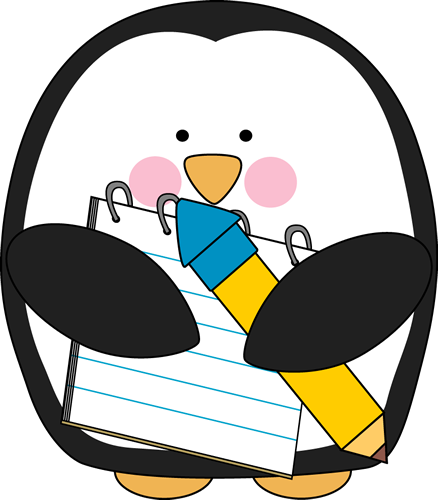 Penguin with a Notepad and Pencil Clip Art - Penguin with a ...