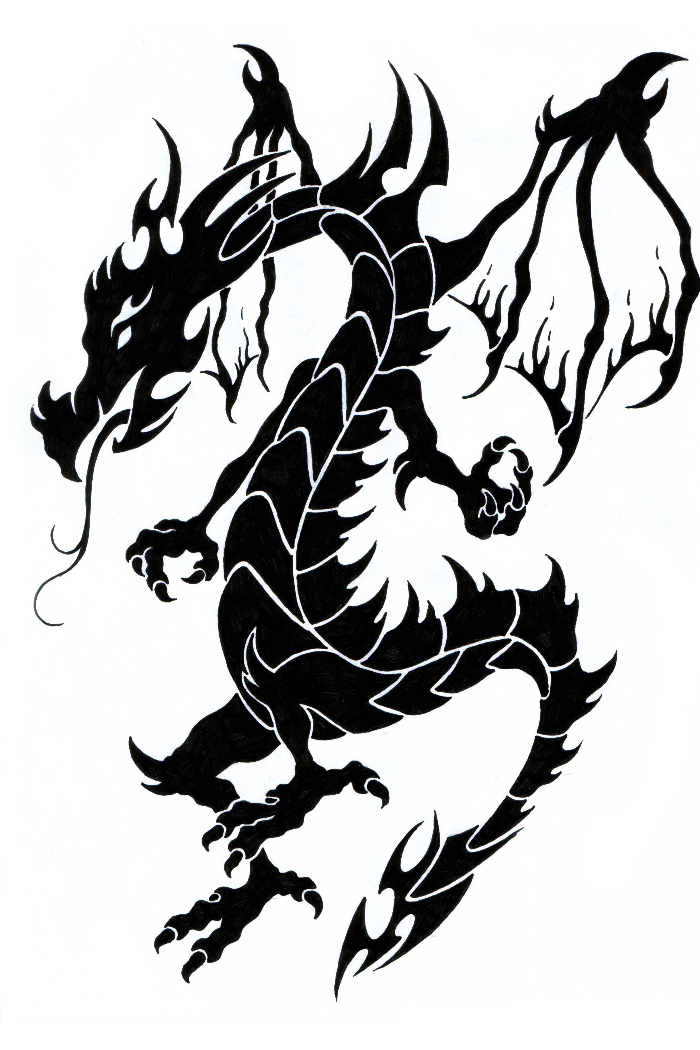 Easy Dragon Drawings Black And White - ClipArt Best
