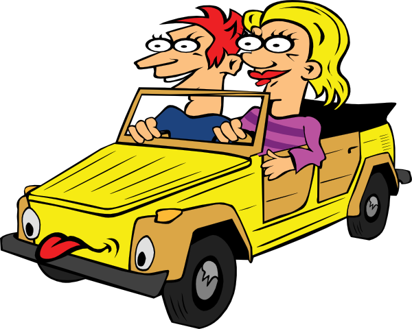 Girl And Boy Driving Car Cartoon clip art Free Vector / 4Vector