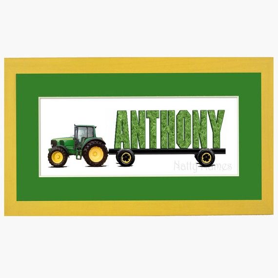 John Deere Tractor Personalized Name Print - Framed