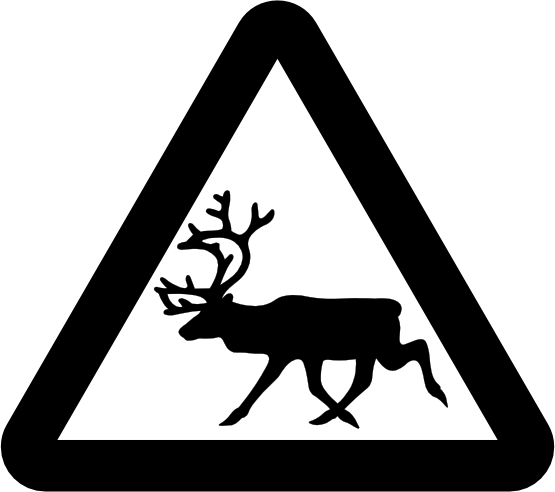 Raindeer Reindeer Warning Reindeer Roadsign Black White Line Art ...