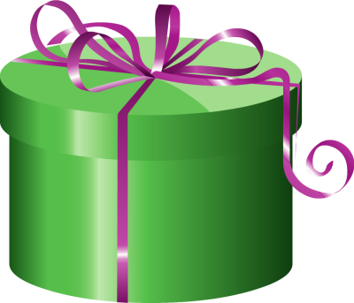 Green Cylinder Gift Box with Purple ribbon - Free Clip Arts Online ...
