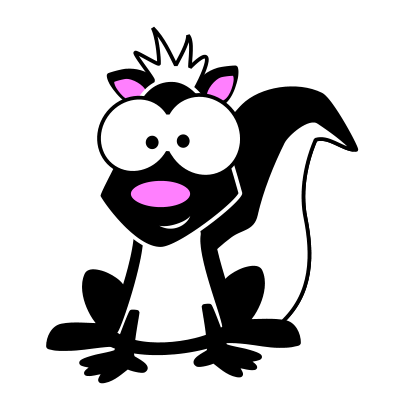 Drawing a cartoon skunk