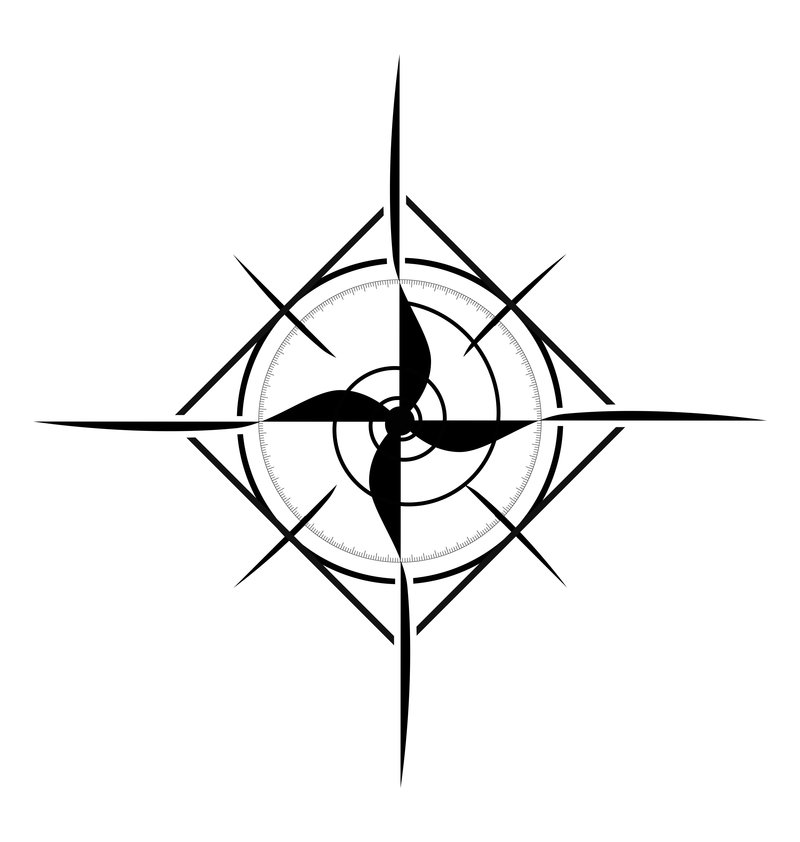 Clipart Compass Rose In Black And White 4 Royalty Free Vector
