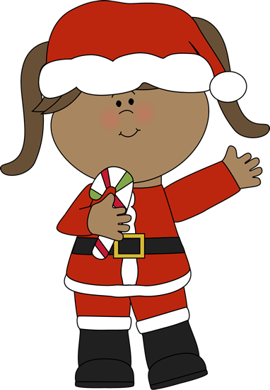 Girl Santa with a Candy Cane Clip Art - Girl Santa with a Candy ...